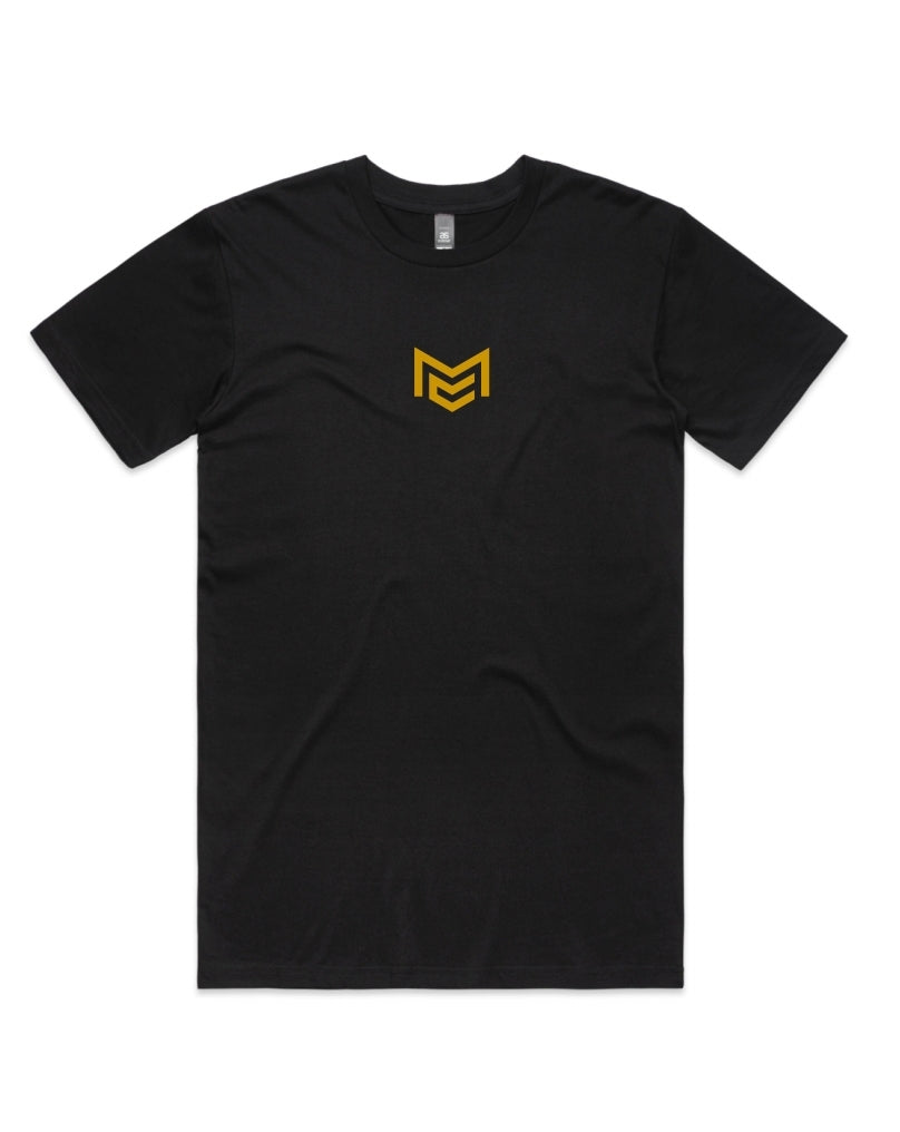 Black mens block Tee gold print