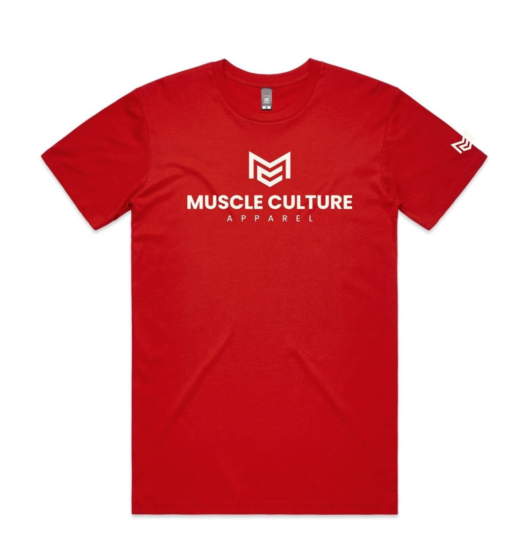 Red mens block tee