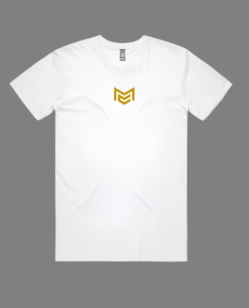 White mens block tee